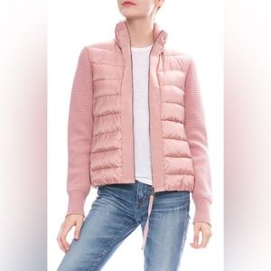 Moncler - Maglione Puffer Cardigan with Knit Sleeves in Pink